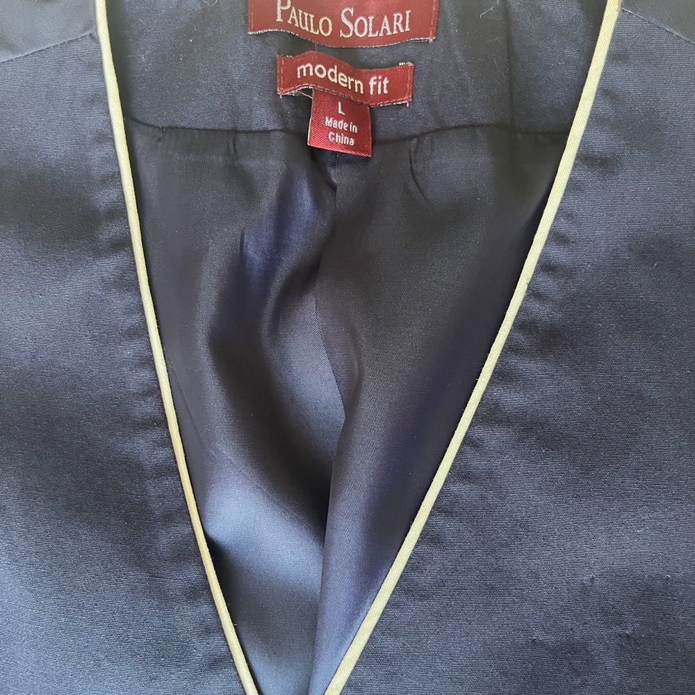 Paul Stuart Midnight Blue Vest with Ivory Accents - Picture 5 of 9